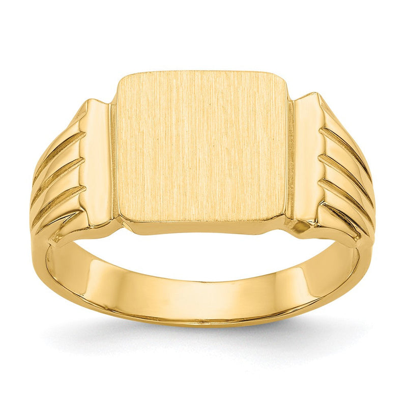 14K Gelbgold 10,5x10,0mm offener Herren-Siegelring