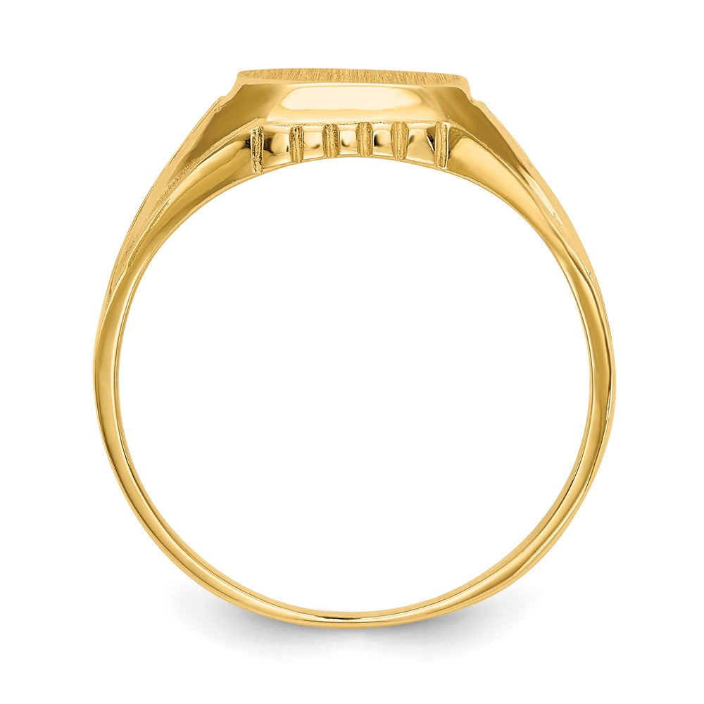 14K Gelbgold Siegelring mit floralem Motiv, offener Fassung, 9,0x9,0mm