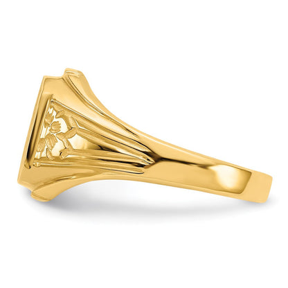 14K Gelbgold Siegelring mit floralem Motiv, offener Fassung, 9,0x9,0mm