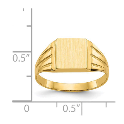 14K Gelbgold Siegelring mit offener Rückseite, 9,0 x 8,0 mm