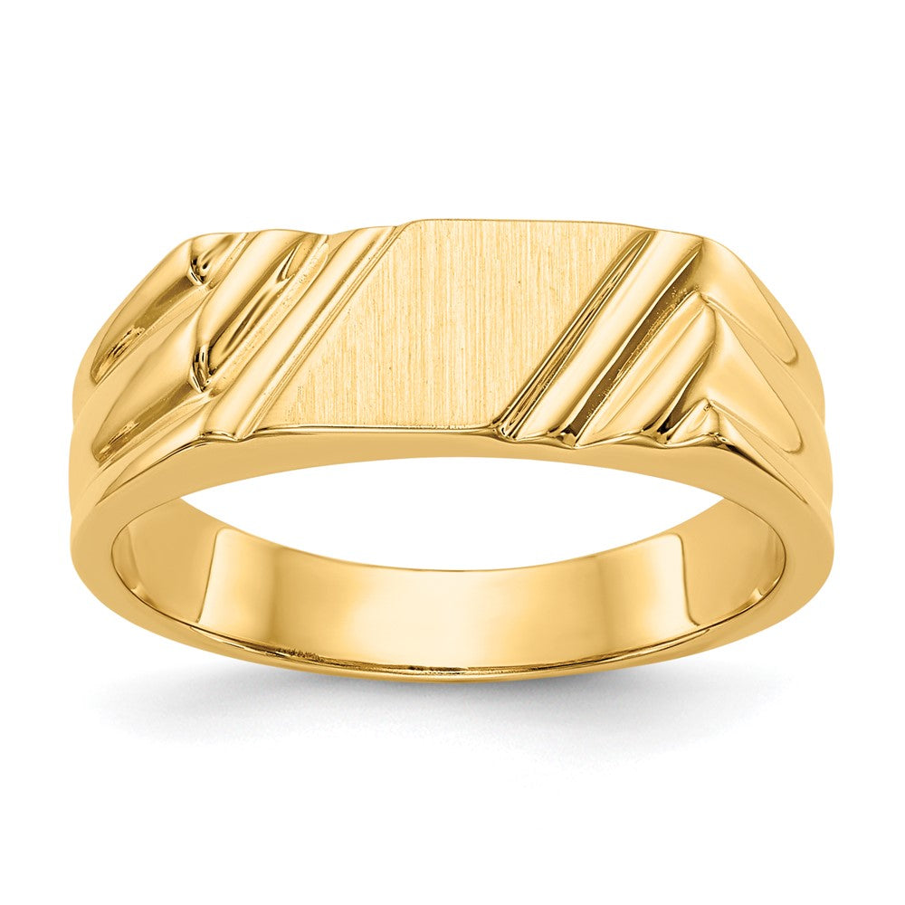 14K Gelbgold Siegelring mit offener Rückseite, 5,5 x 5,5 mm