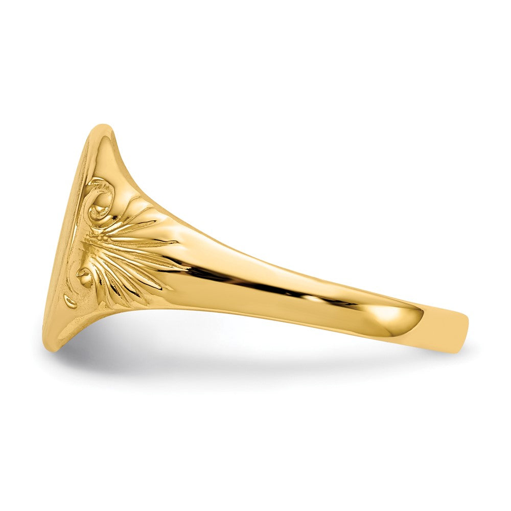 14K Gelbgold Siegelring mit geschlossener Rückseite, 10,0x7,5mm