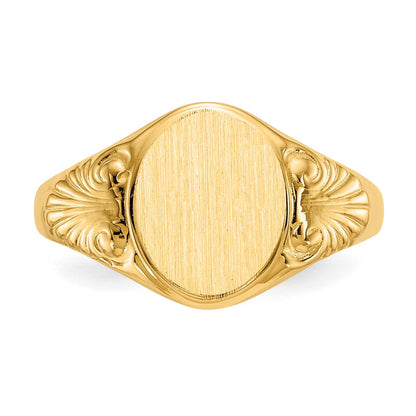14K Gelbgold Siegelring mit geschlossener Rückseite, 10,0x7,5mm