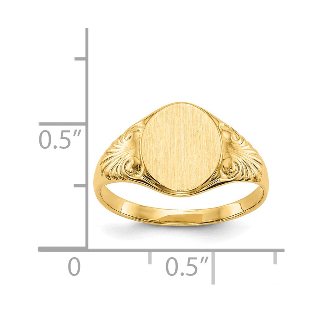 14K Gelbgold Siegelring mit geschlossener Rückseite, 10,0x7,5mm