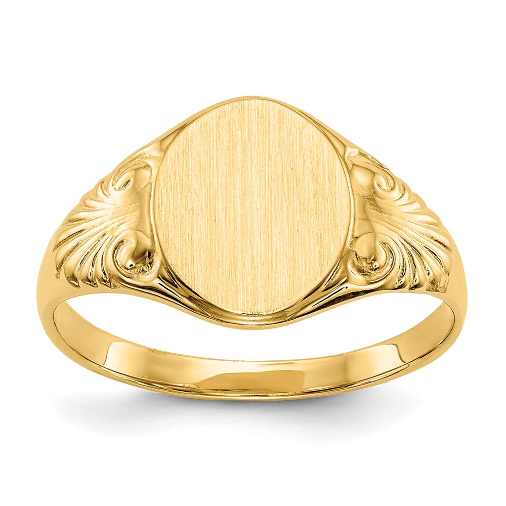 14K Gelbgold Siegelring mit geschlossener Rückseite, 10,0x7,5mm