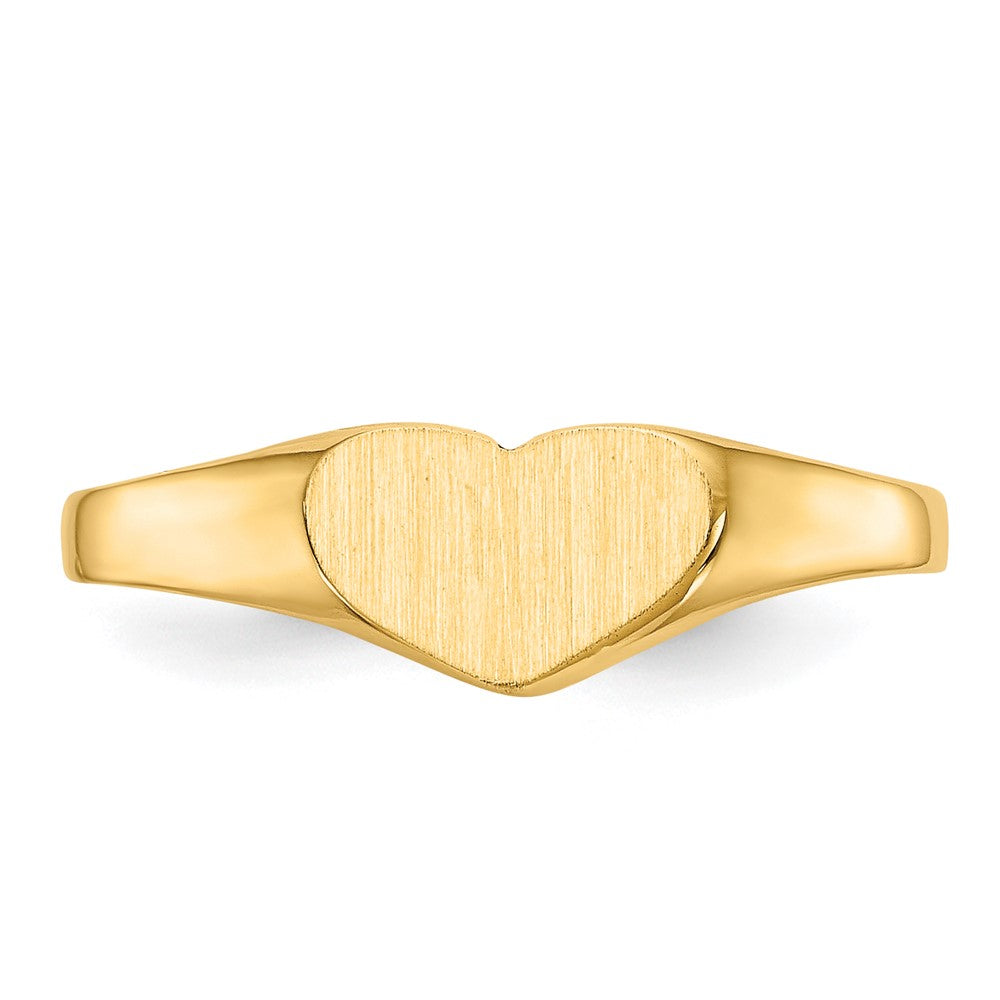 14K Gelbgold Siegelring mit Herz, 5,5x7,5 mm, geschlossene Fassung