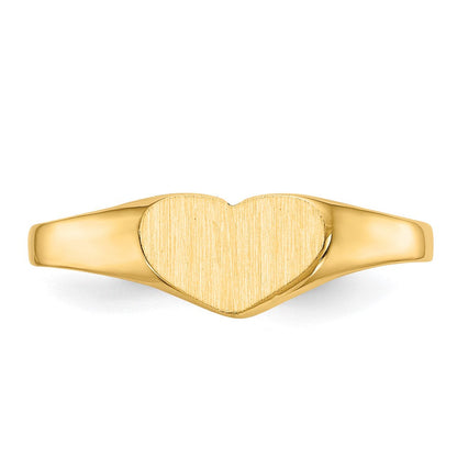 14K Gelbgold Siegelring mit Herz, 5,5x7,5 mm, geschlossene Fassung