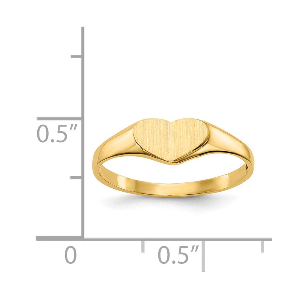 14K Gelbgold Siegelring mit Herz, 5,5x7,5 mm, geschlossene Fassung