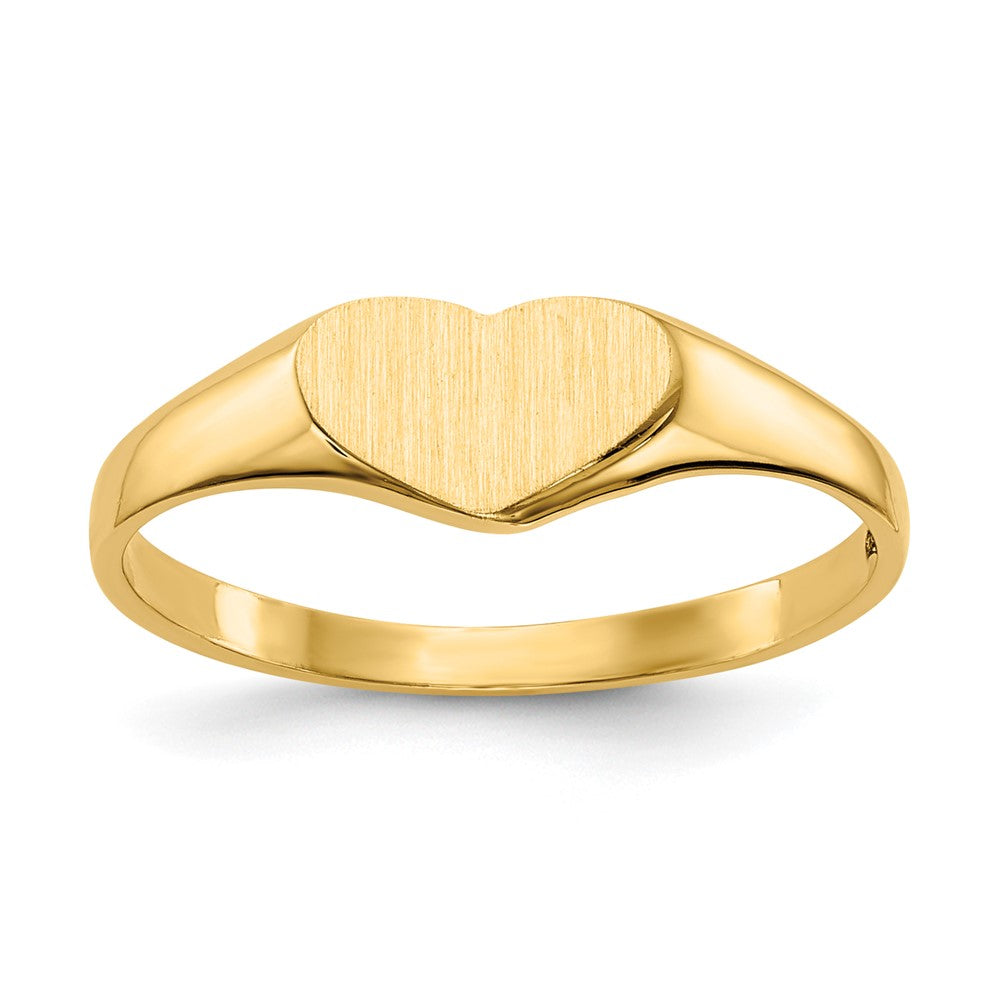 14K Gelbgold Siegelring mit Herz, 5,5x7,5 mm, geschlossene Fassung