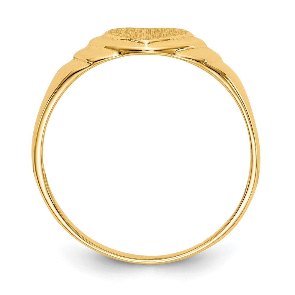 14K Gelbgold Siegelring für Kinder mit geschlossener Fassung, Herz, 7,0 x 7,0 mm