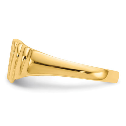 14K Gelbgold Siegelring für Kinder mit geschlossener Fassung, Herz, 7,0 x 7,0 mm