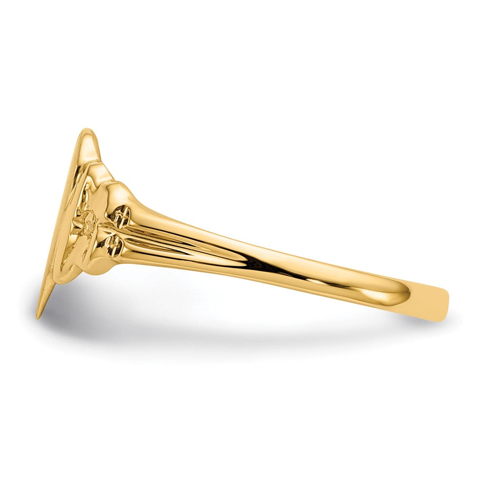 14K Gelbgold Siegelring mit geschlossener Fassung für Kinder, Herz, 8,0x8,5mm