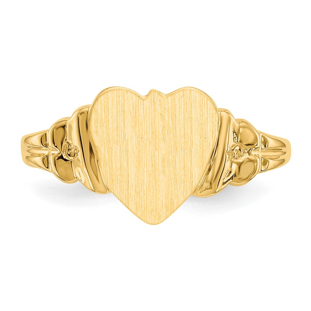 14K Gelbgold Siegelring mit geschlossener Fassung für Kinder, Herz, 8,0x8,5mm