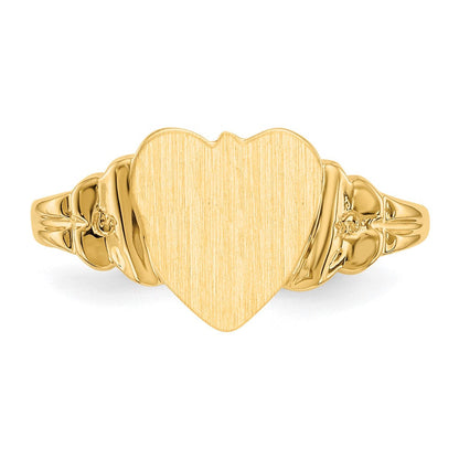 14K Gelbgold Siegelring mit geschlossener Fassung für Kinder, Herz, 8,0x8,5mm