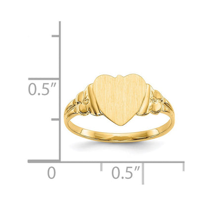 14K Gelbgold Siegelring mit geschlossener Fassung für Kinder, Herz, 8,0x8,5mm
