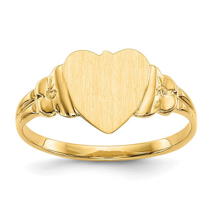 14K Gelbgold Siegelring mit geschlossener Fassung für Kinder, Herz, 8,0x8,5mm