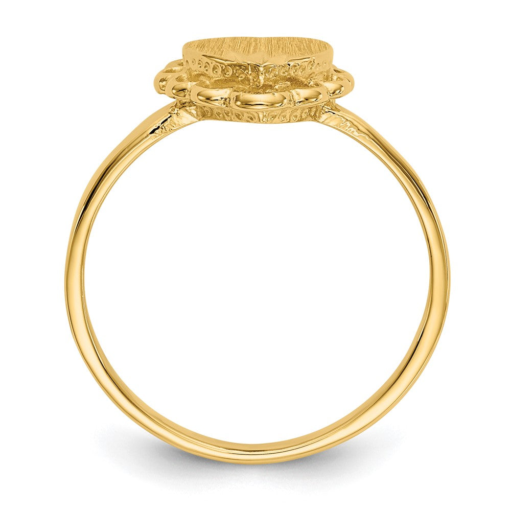 14K Gelbgold Siegelring mit offener Rückseite in Herzform, 6,5 x 7,0 mm