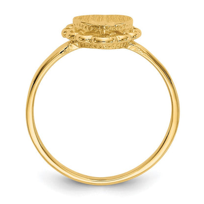 14K Gelbgold Siegelring mit offener Rückseite in Herzform, 6,5 x 7,0 mm