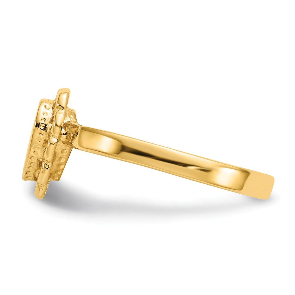 14K Gelbgold Siegelring mit offener Rückseite in Herzform, 6,5 x 7,0 mm