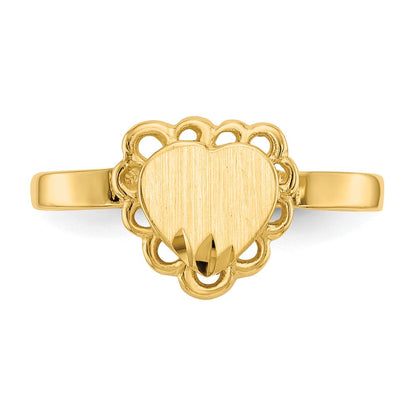 14K Gelbgold Siegelring mit offener Rückseite in Herzform, 6,5 x 7,0 mm