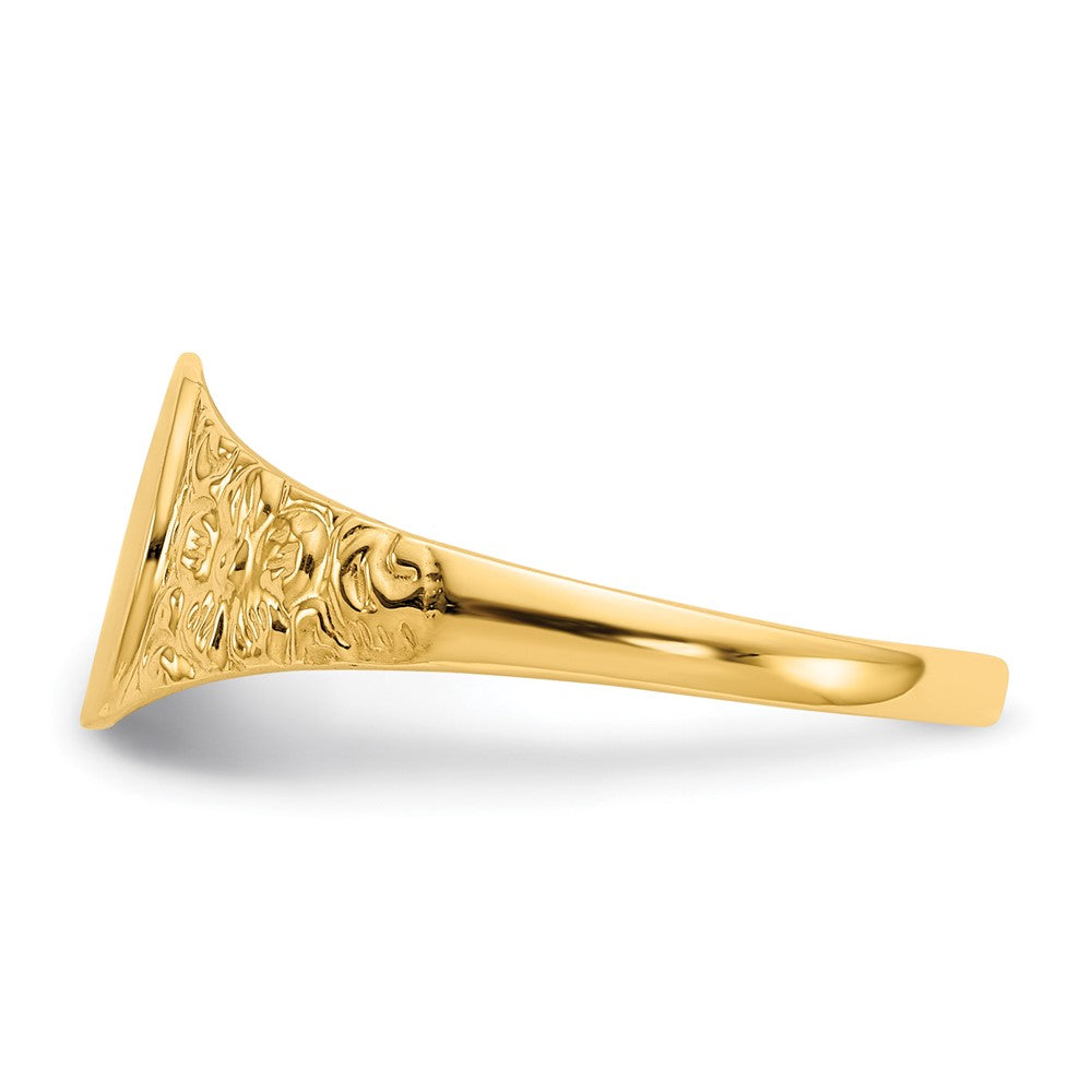 14K Gelbgold Siegelring mit geschlossener Fassung, 8,0x7,0mm
