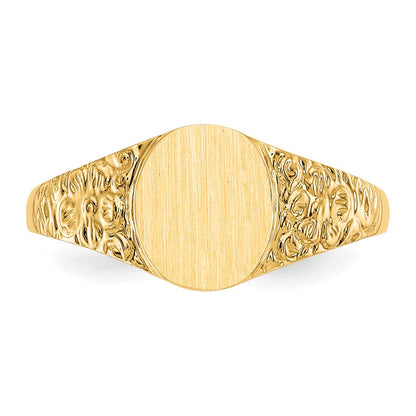 14K Gelbgold Siegelring mit geschlossener Fassung, 8,0x7,0mm