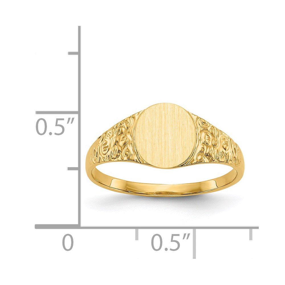 14K Gelbgold Siegelring mit geschlossener Fassung, 8,0x7,0mm