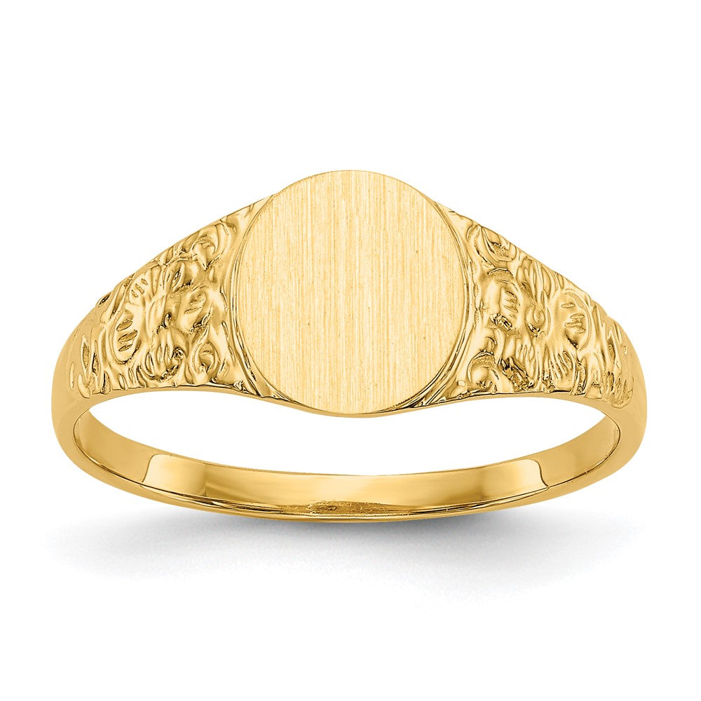 14K Gelbgold Siegelring mit geschlossener Fassung, 8,0x7,0mm