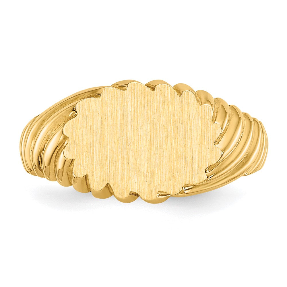 14K Gelbgold Siegelring, offene Fassung, 7,5x10,0mm