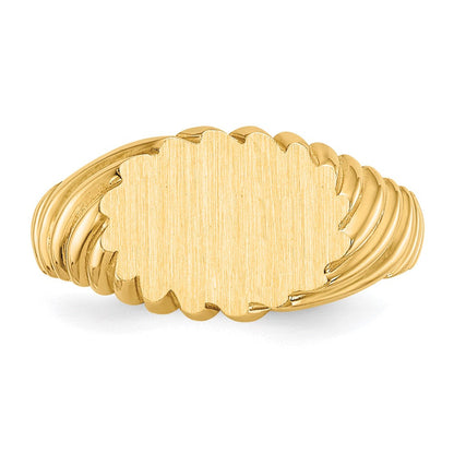 14K Gelbgold Siegelring, offene Fassung, 7,5x10,0mm