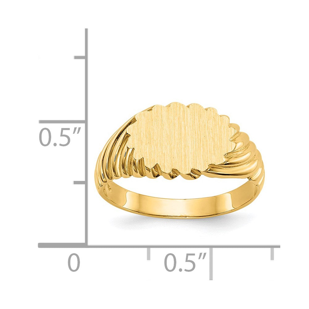 14K Gelbgold Siegelring, offene Fassung, 7,5x10,0mm