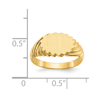 14K Gelbgold Siegelring, offene Fassung, 7,5x10,0mm