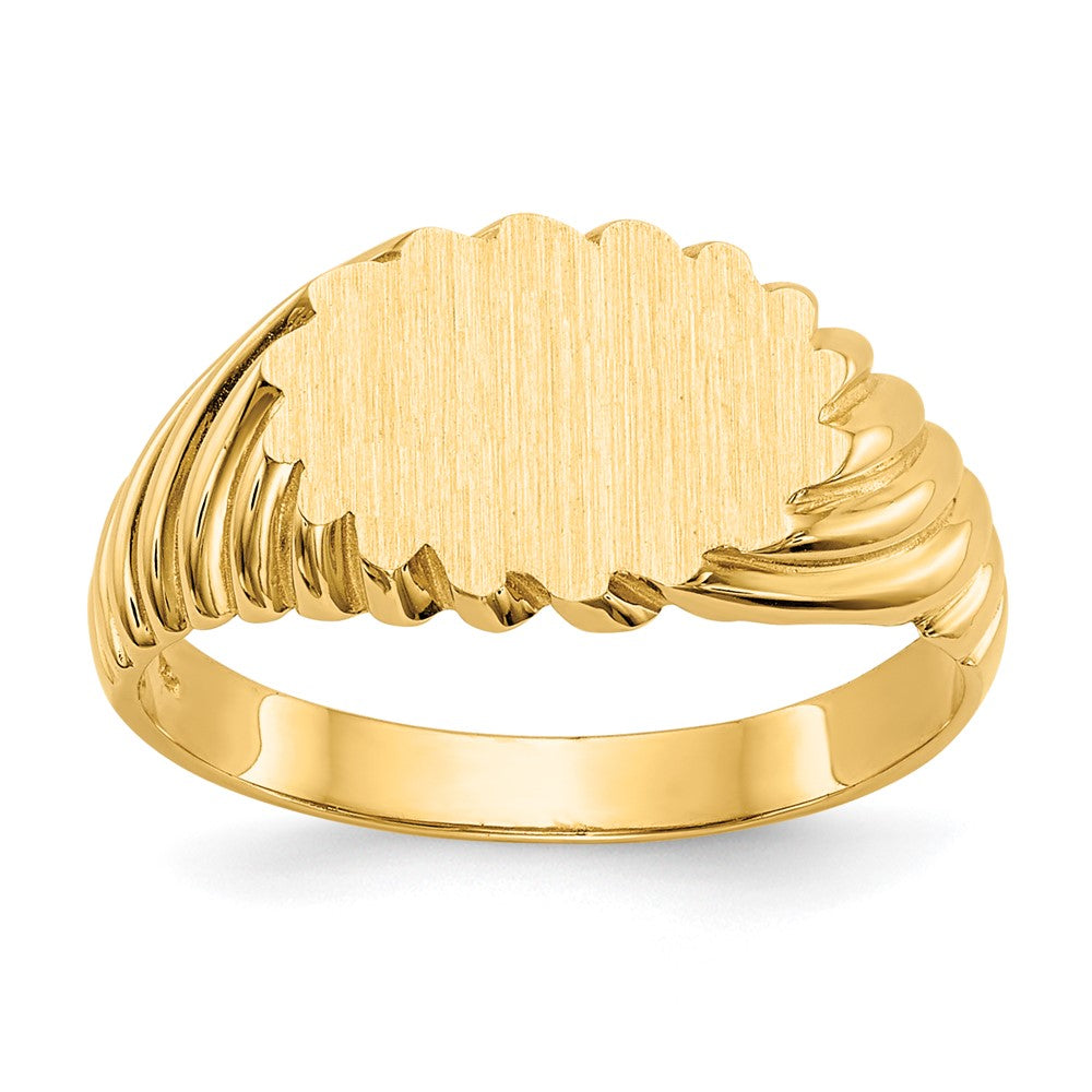 14K Gelbgold Siegelring, offene Fassung, 7,5x10,0mm