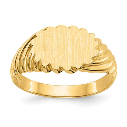14K Gelbgold Siegelring, offene Fassung, 7,5x10,0mm
