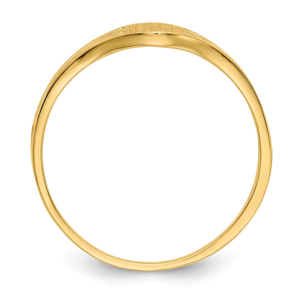 14K Gelbgold Siegelring für Kinder mit geschlossener Fassung, 6,5x4,0 mm
