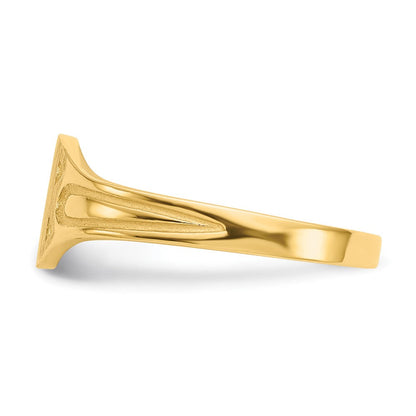 14K Gelbgold Siegelring für Kinder mit geschlossener Fassung, 6,5x4,0 mm