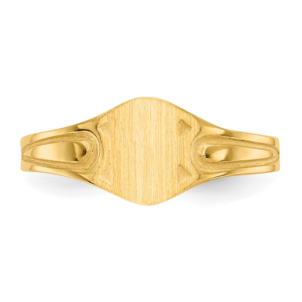 14K Gelbgold Siegelring für Kinder mit geschlossener Fassung, 6,5x4,0 mm