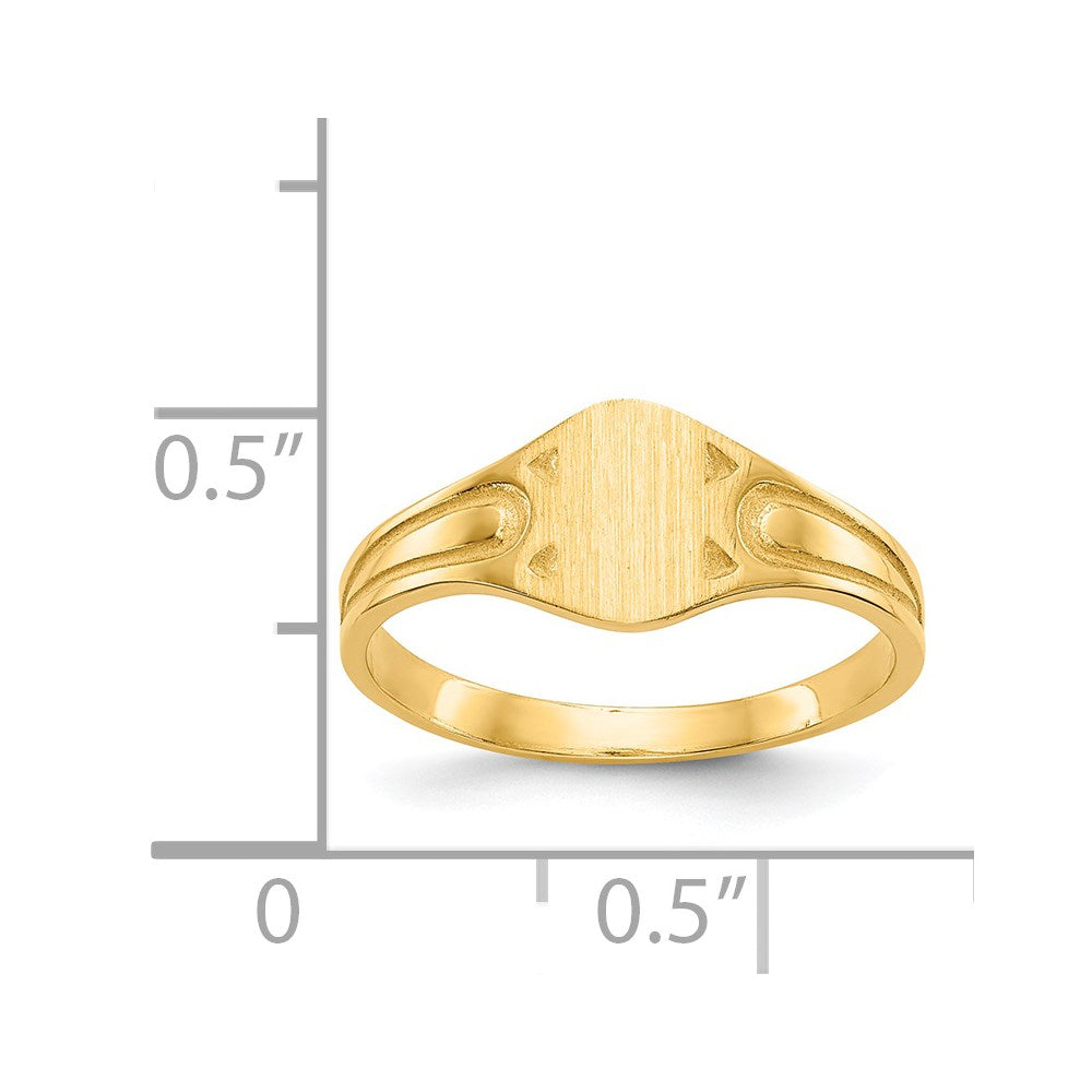 14K Gelbgold Siegelring für Kinder mit geschlossener Fassung, 6,5x4,0 mm