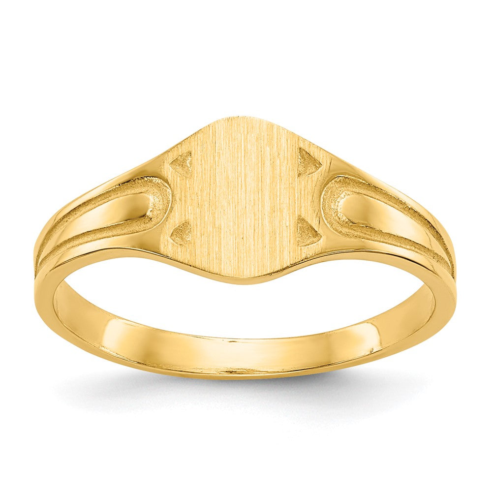 14K Gelbgold Siegelring für Kinder mit geschlossener Fassung, 6,5x4,0 mm