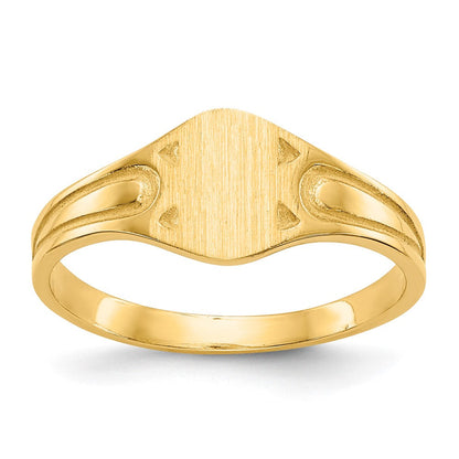 14K Gelbgold Siegelring für Kinder mit geschlossener Fassung, 6,5x4,0 mm