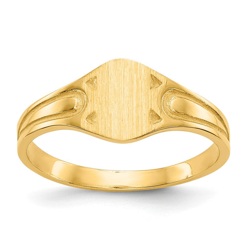 14K Gelbgold Siegelring für Kinder mit geschlossener Fassung, 6,5x4,0 mm