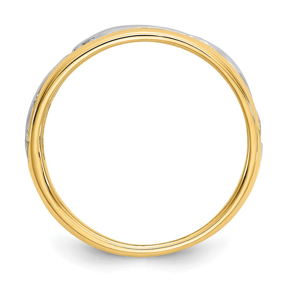 14K Bicolor-Gold Delfin-Ring mit Rhodinierung