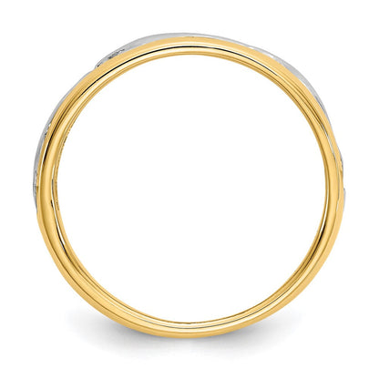 14K Bicolor-Gold Delfin-Ring mit Rhodinierung