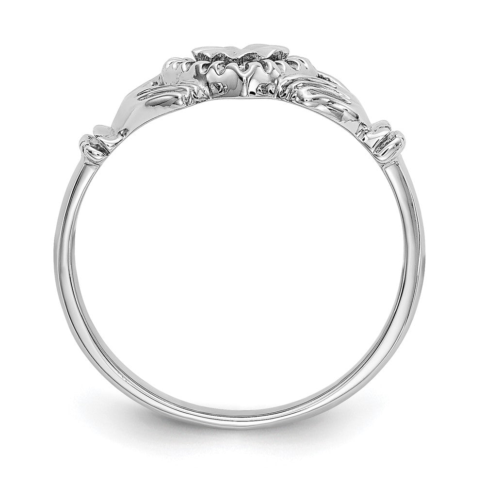 14K Weißgold Kinderring Claddagh, poliert und diamantiert