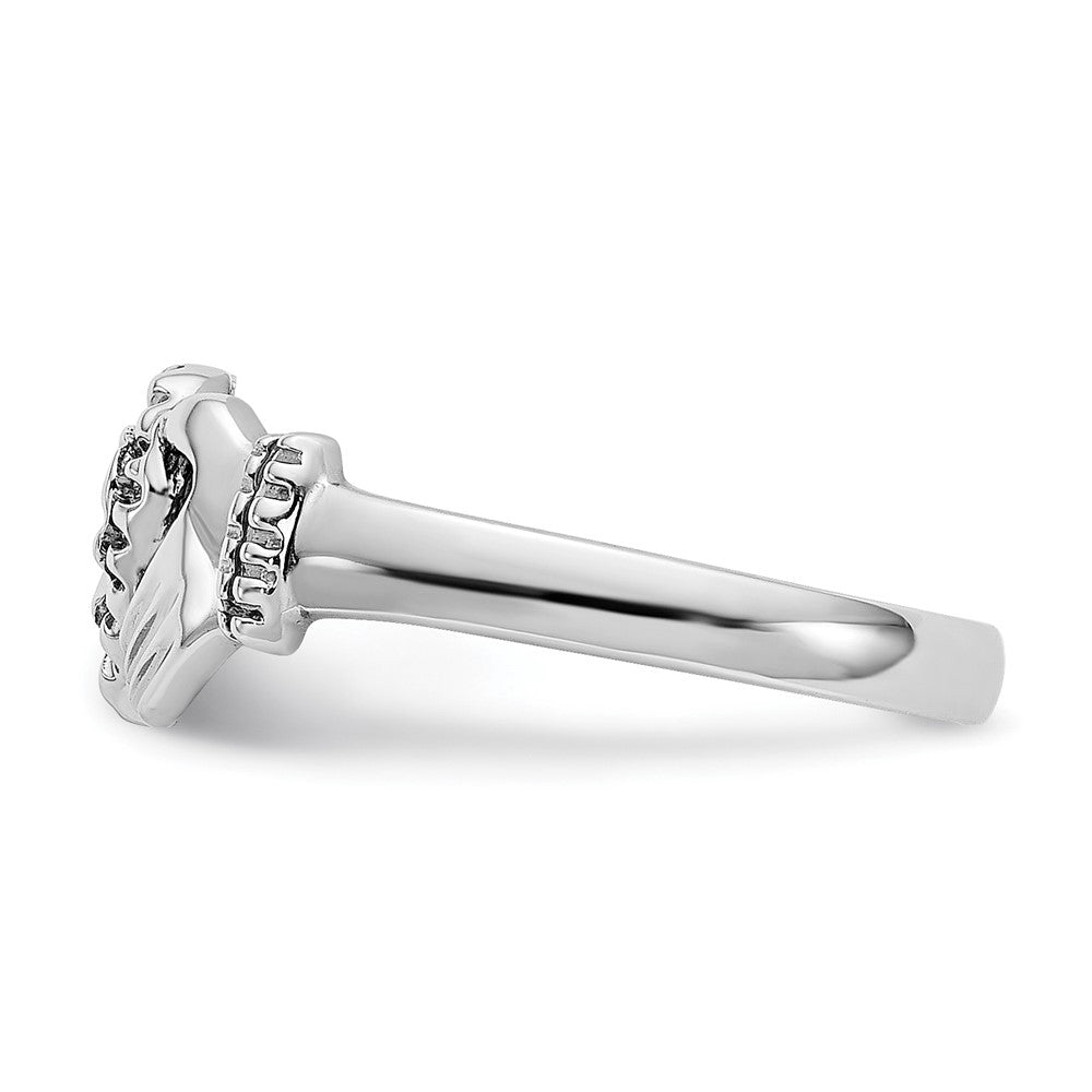 14K Weißgold Kinderring Claddagh, poliert und diamantiert