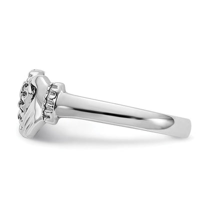 14K Weißgold Kinderring Claddagh, poliert und diamantiert