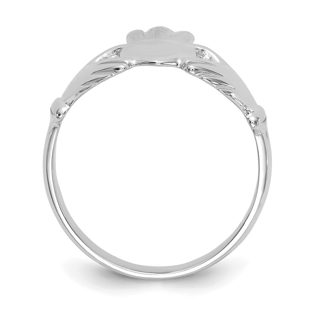 14K Weißgold Ring mit Claddagh-Motiv, poliert