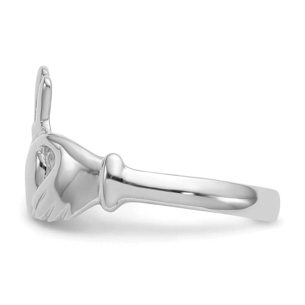 14K Weißgold Ring mit Claddagh-Motiv, poliert