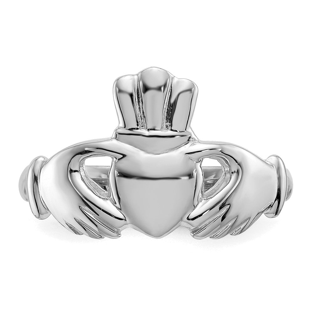 14K Weißgold Ring mit Claddagh-Motiv, poliert