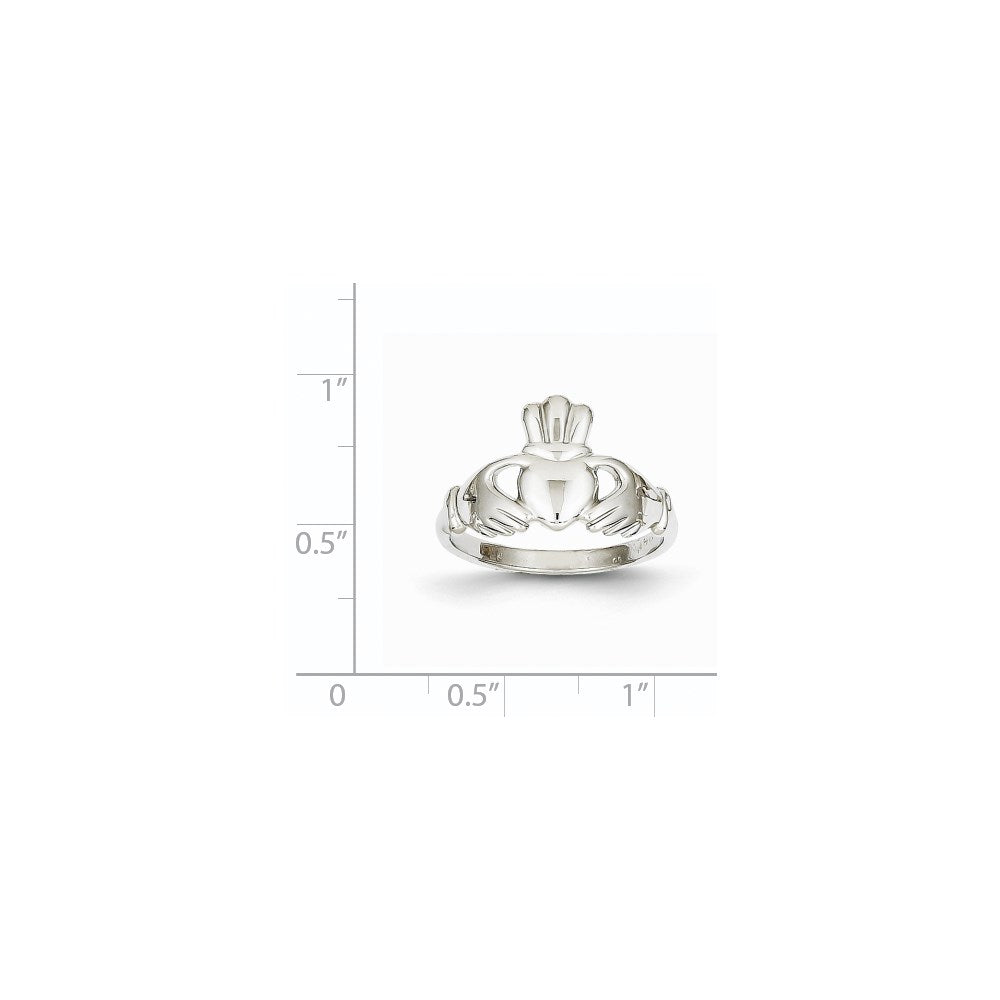 14K Weißgold Ring mit Claddagh-Motiv, poliert